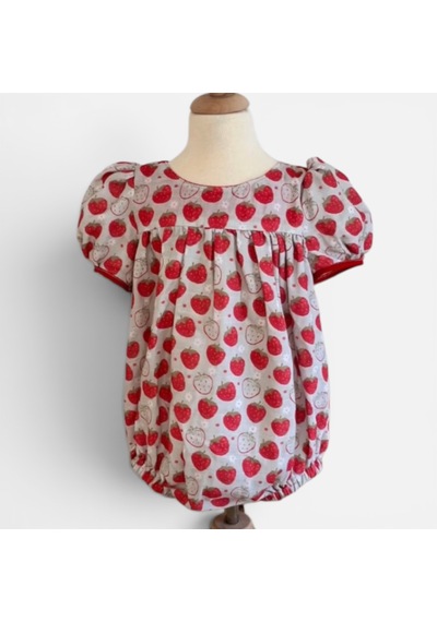 Bebe Organik Muslin Bebek Tulumu Kırmızı - Ekru