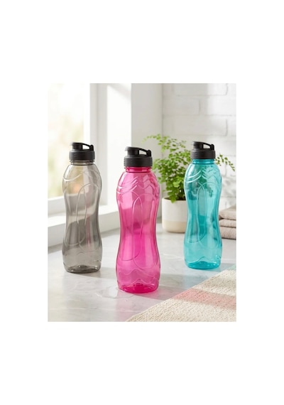 750 Ml Sert Plastik Su Matarası Kilitli Kapaklı, Bpa Free Su Şişesi 3 Renk Seçeneği İle Siyah