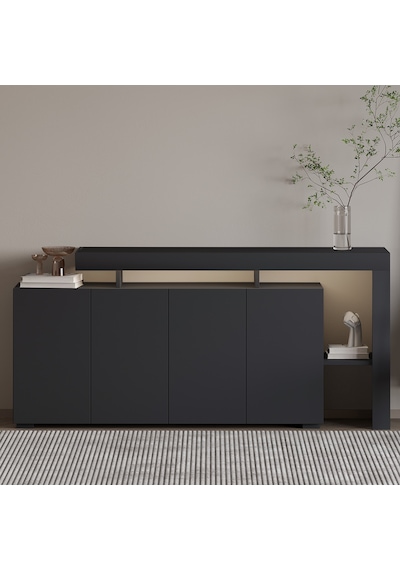 İnarch Dizayn Beliz Led Işıklı Modern Konsol 170 Cm, 4 Kapaklı Ve İç Raflı Depolama, Tasarım Antrasit İnarch Dizayn Beliz Led Işıklı Modern Konsol 170 Cm, 4 Kapaklı Ve İç Raflı Depolama, Tasarım Antrasit
