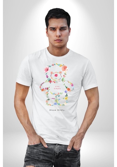 Sadece Yaşamak Unisex Unisex Beyaz Organik Baskılı T-shirt Penye Yüksek Kalite Beyaz
