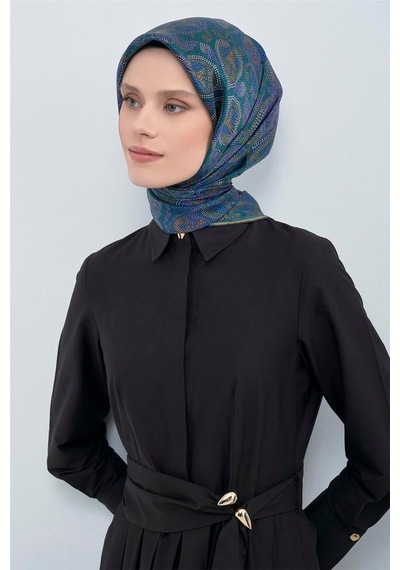 Armine İpek Eşarp 2026 Yaz - 9540-80 Yeşil Mor Twill