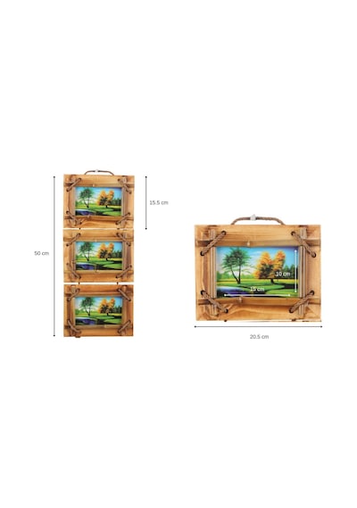 El Yapımı Doğal Ahşap 3 Lü Bambu Bamboo Fotoğraf Çerçevesi Dekoratif Ev Ofis Hediyesi Duvar Süsü - 3