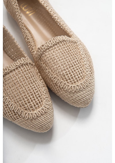 Luvishoes 101 Krem Örme Kadın Babet Ayakkabı Krem