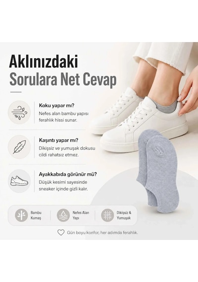 Çorap Giyim Kadın Bambu 6 Lı Dikişsiz Babet Çorap Siyah Beyaz Gri Görünmez Sneaker Çorap Nefes Alan Yumuşak
