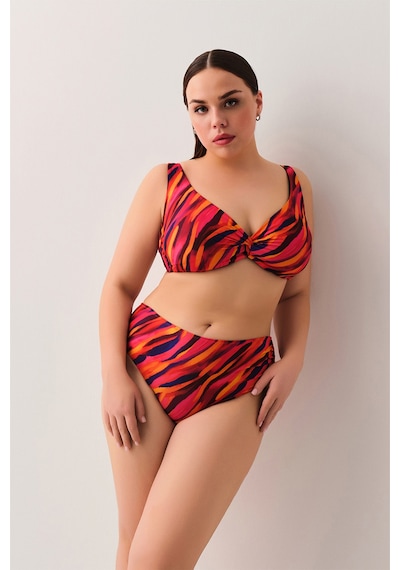 Suwen Flame Önü Burgulu Balensiz Bikini Üst Sb2557013841384 Flame Baskılı