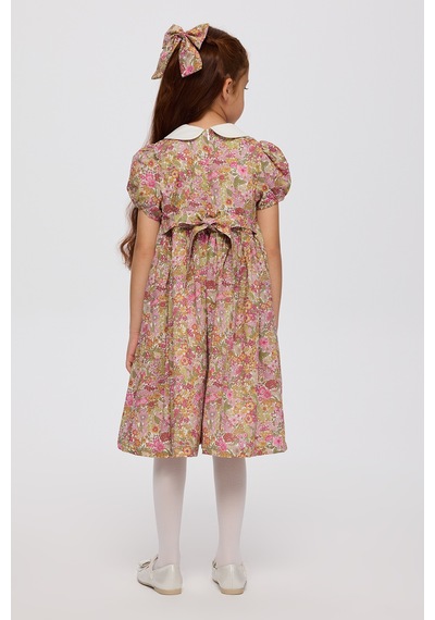 Panço Liberty Kumaş Çiçek Desenli Kız Çocuk Elbise 5621gk26008 Pembe