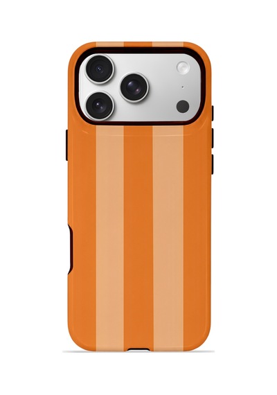 Apple iPhone Uyumlu 17 Pro Max Vorian Çift Katmanlı Magsafe Kılıf Orange Cream Stripe