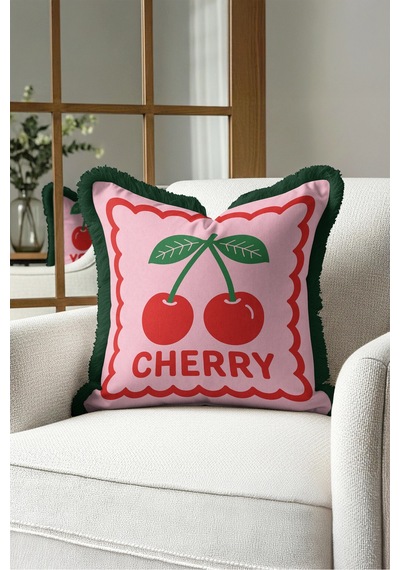 Cherry Temalı Pop Art Retro Saçaklı Yastık Kılıfı-meyve Figürlü Bohem Pembe Püsküllü Kırlent Kılıfı Serin Esinti Halo Cherry Temalı Pop Art Retro Saçaklı Yastık Kılıfı-meyve Figürlü Bohem Pembe Püsküllü Kırlent Kılıfı Serin Esinti Halo