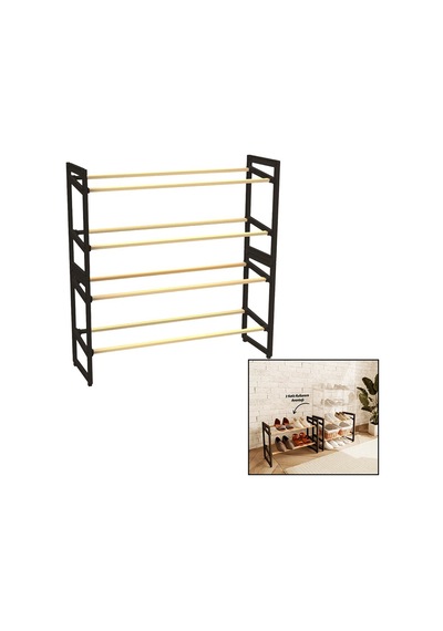 4 Katlı Ahşap Ayakkabılık 8 Ayakkabılık 20x65x51cm Çok Amaçlı Raf Çok Renkli