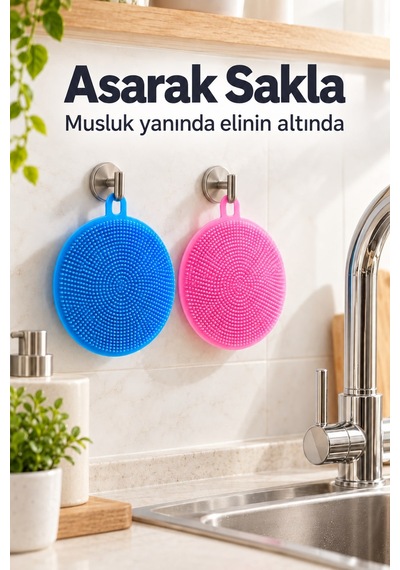 Tırtıklı Yüzeyli Bulaşık Yıkama Pedi 2'li Askı Halkalı