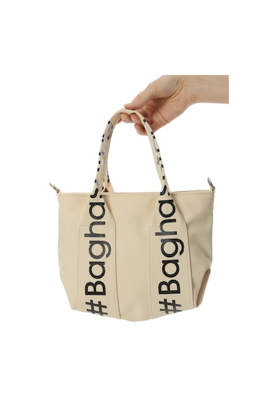 Baghashtag Krem Mini Su Geçirmez Kulp Yazılı Tote Çanta Çok Renkli