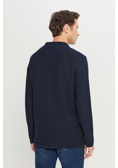 AC&Co / Altınyıldız Classics Erkek Lacı Pamuklu Standart Fit Normal Kesim Mono Yaka Torba Cepli Jakarlı Triko Ceket Lacı