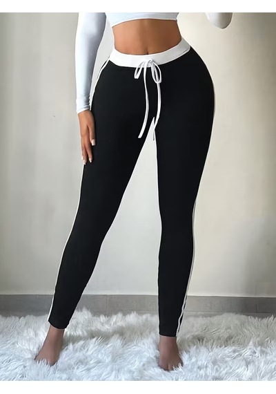 Bhrwear Kadın Yüksek Bel Bağcıklı Şerıt Detaylı Dalgıç Tayt Renkli
