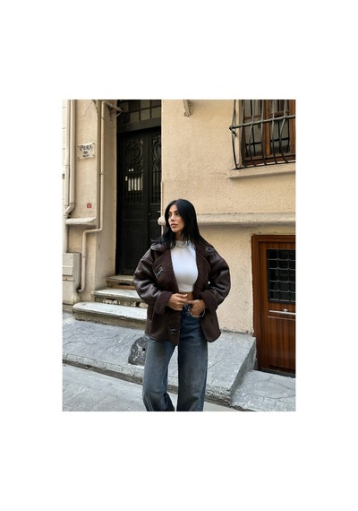 Meecy Dokulu Süet İçi Kürk Oversize Zr Mont Kahverengi&brown Kahverengi&brown