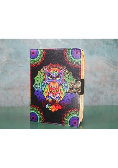 Baykuşlu Deri Defter Altın