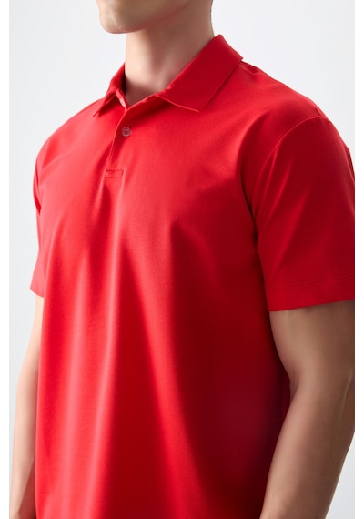 Air Jones Tommy Life Fiesta Pamuklu Kalın Yumuşak Dokulu Polo Yaka Oversize Fit Basic Erkek T- Shirt - 88381 Kirmizi