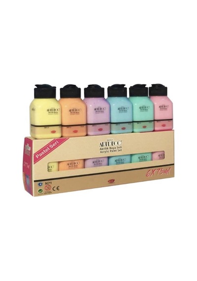 Akrilik Boya Seti 6x75 ml Pastel Seri Akrilik Boya 6 Renk 75 ml Pastel Renkler