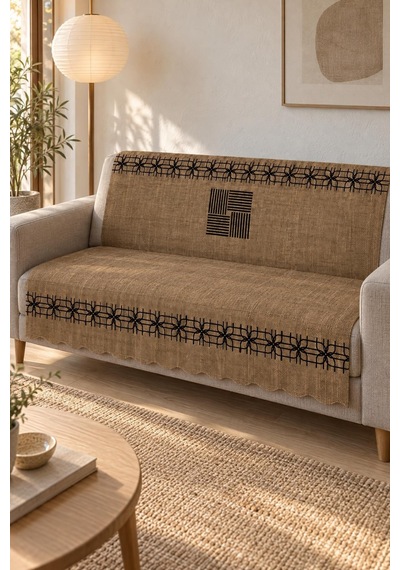 Çok Amaçlı Kadife Koltuk Örtüsü Kaymaz Süngerli 165x215 Cm Modern Bohem Çekyat Şalı Piknik Masa Örtüsü Alk3 Kahverengi