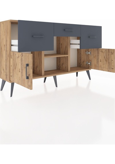 Arges Konsol Tek Raflı 3 Çekmeceli 3 Kapaklı 132x30x83 Çam-çam/antrasit Çam/antrasit Arges Konsol Tek Raflı 3 Çekmeceli 3 Kapaklı 132x30x83 Çam-çam/antrasit Çam/antrasit
