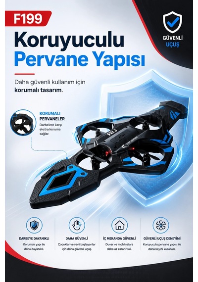F199 Uzaktan Kumandalı Uçak Drone 2.4g Bağlantılı 360 Derece Dönüş Özellikli Oyuncak