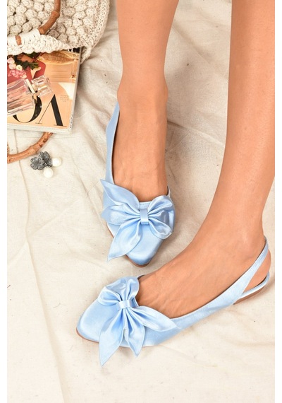Fox Shoes Bebek Mavisi Kumaş Kadın Babet H726809004 Bebek Mavi