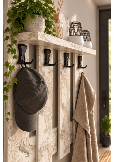 Sulorahome Beyaz Country Duvar Askılığı Ve Raf Sistemi 60 Cm Beyaz Mermer