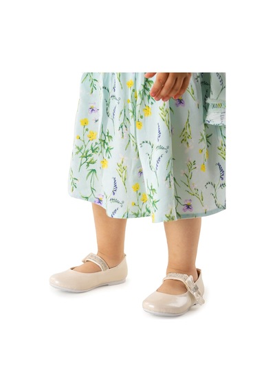 Kiko Kids Cırtlı Kız Çocuk Taşlı Babet Ayakkabı 252 Cilt Sedef 001