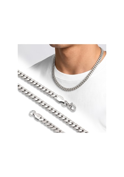 Premium Parlak Ve Şık Ezme Balık Sırtı Erkek Çelik Kolye 7x2mm 55cm 3183eck036 - Gümüş Renk