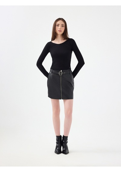 Slim Fit Kadın Tshirt U.kol Siyah