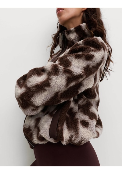 Marks & Spencer Desenli Borg Fermuarlı Ceket T51006679P Kahverengi