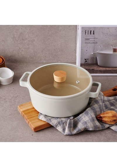 Neoflam Fika Cam Kapaklı Alüminyum Döküm Tencere 22Cm