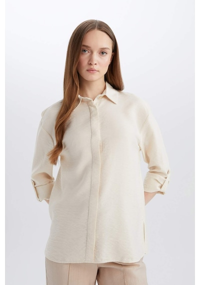 DeFacto Regular Fit Basic Düz Uzun Kollu Gömlek Tunik E0785AX25SPER98