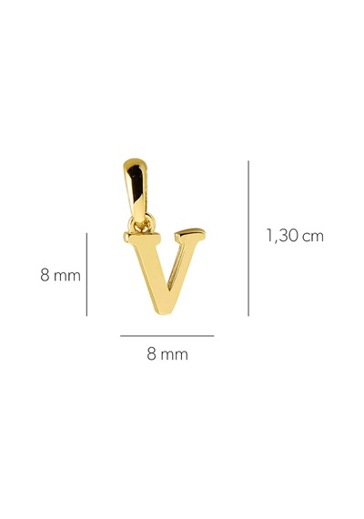 Goldkupe 14 Ayar Altın V Harfi Kolye Ucu 0,37 Gr-3491