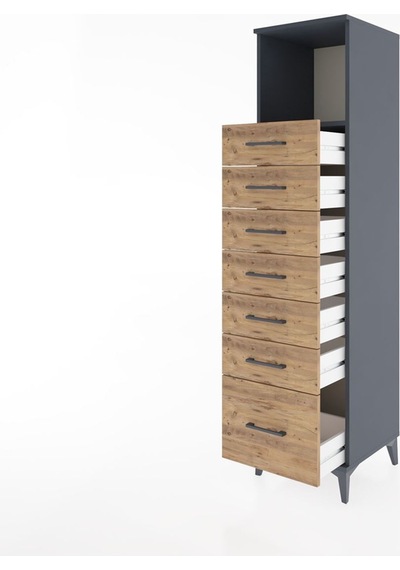 Hyperion Dolap Tek Raflı 7 Çekmeceli 44x44x182 Antrasit-çam Antrasit Hyperion Dolap Tek Raflı 7 Çekmeceli 44x44x182 Antrasit-çam Antrasit