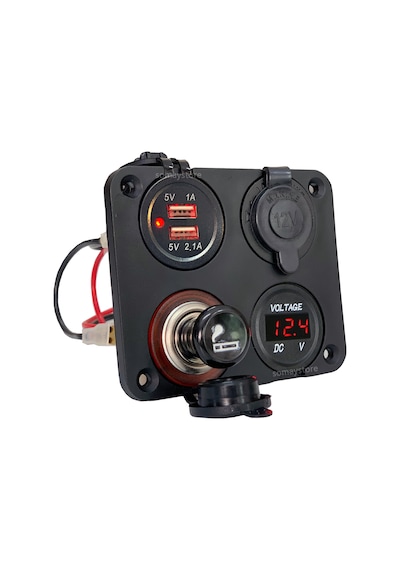 Marin Şarj + Voltmetre + Usb + Çakmak Soketi 12-24V 87 X 120Mm