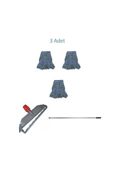 Geniş Yedek Islak Mop Paspas Takımı - 3 ad 25 Cm. 500 Gr. Islak M