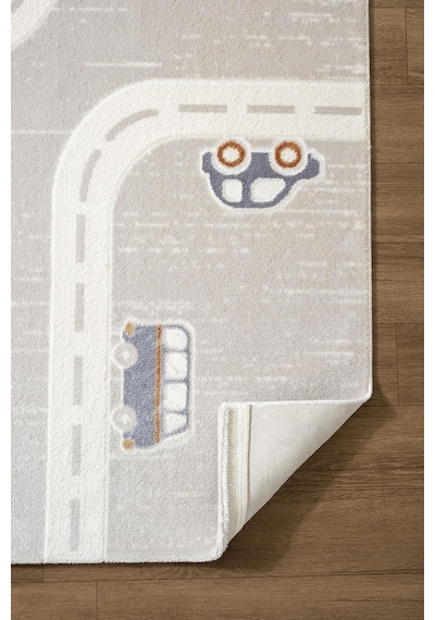 Cotto Kids Ck003g Gri Halı Araba Ve Yol Desenli Kaymaz Taban Yumuşak Yıkanabilir Çocuk Odası Halısı