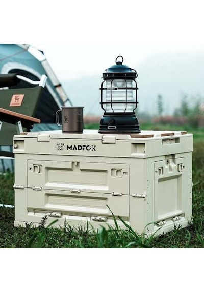 Madfox Çok Fonksiyonlu Katlanabilir Kamp Saklama Kutusu 60lt Bej