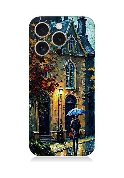 Apple Uyumlu iPhone 15 Pro Max Sonbahar Evi Desenli Silikon Kılıf Silikon
