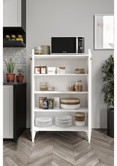 Simple Çok Amaçlı Dolap Mutfak Balkon Kiler Banyo Ayakkabılık Dolabı Beyaz Gold Simple Çok Amaçlı Dolap Mutfak Balkon Kiler Banyo Ayakkabılık Dolabı Beyaz Gold