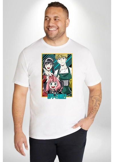 Angemiel Spy X Family Anime Özel Tasarım Beyaz Büyük Beden Kadın Erkek Ünisex Basic Ön Baskılı Tişört Beyaz
