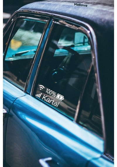 Tofaş Kartal Sticker Telefon Şarj Wifi Batarya Şebeke Cam Oto Sticker 40x4cm Beyaz Uyumlu
