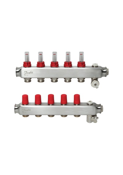 Danfoss 5'li Paslanmaz Çelik Debimetreli Kollektör Seti - 088u0755