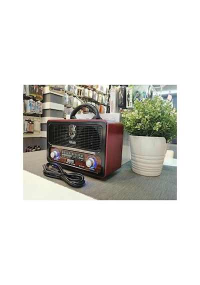 Meier M-111bt Açık Renk Nostaljik Radyo Ahşap Görünümlü Bluetooth Hoparlör Fm Sd Kart Usb Girişi