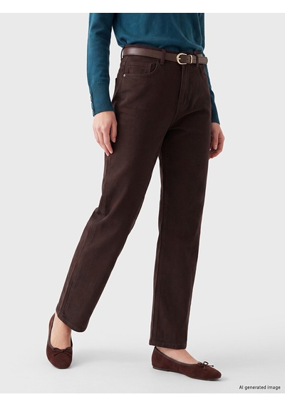 Lcwaıkıkı Classic Kahverengi Beli Kemerli Straight Fit Kadın Jean Pantolon