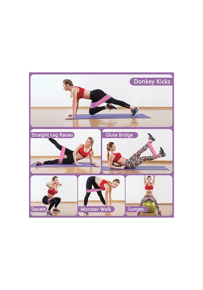 Multiflexpro 3 Lü Fitness Aerobik Pilates Squat Lastiği Kalça Ve Çok Renkli