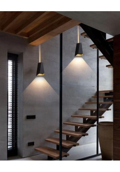 2 x 3w Led Su Geçirmez Modern Dış ve İç Mekan Aplik Malta Ip44 Ay Siyah
