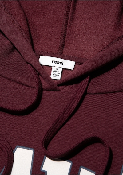 Mavi - Mavi Logo Baskılı Kapüşonlu Bordo Sweatshirt 1600361-85493 Bordo