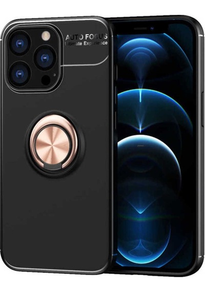 Apple iPhone Uyumlu 13 Pro Max Adamaxaksesuar Ravel Silikon Kapak Siyah Rose Gold