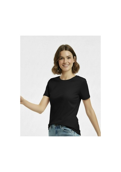 Lyvean Bisiklet Yaka Regular Kısa Kollu Tshirt Siyah